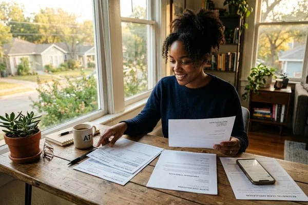 Pay stubs and employment letter prepared for an Austin apartment application