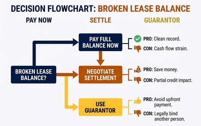 Decision flow: pay vs settle vs guarantor
