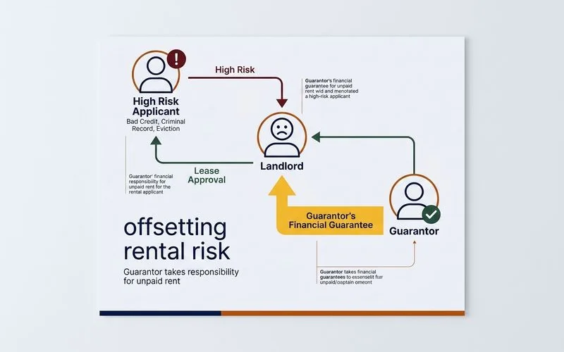 Diagram of how a guarantor offsets rental risk