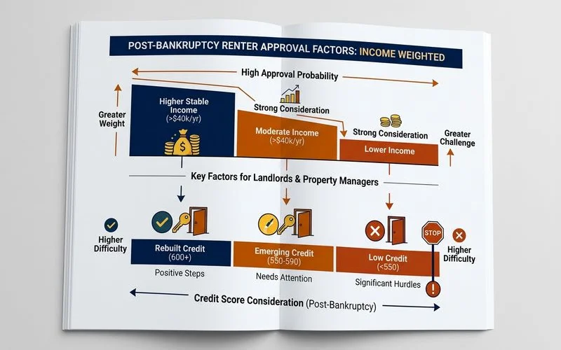 Income-weighted approval for post-bankruptcy renters