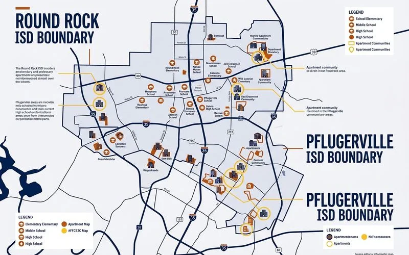 Map of Round Rock and Pflugerville school-district areas