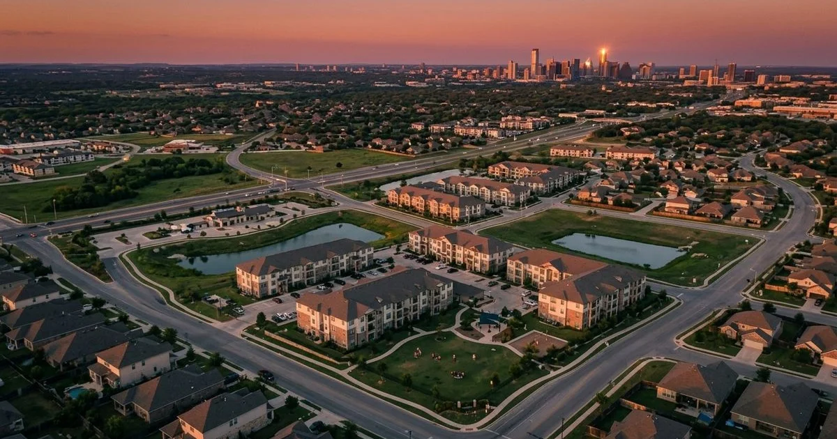 Aerial view of Austin's suburban communities