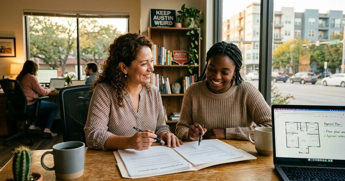 Locator and renter reviewing an approval plan together