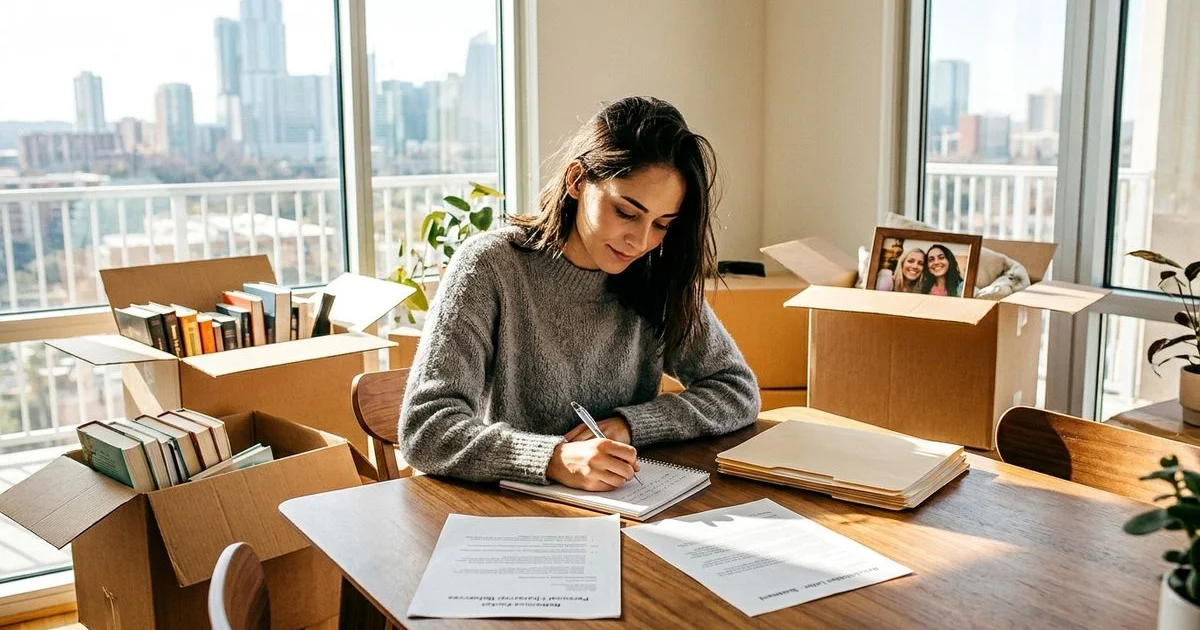 Renter preparing a reference packet for an apartment application