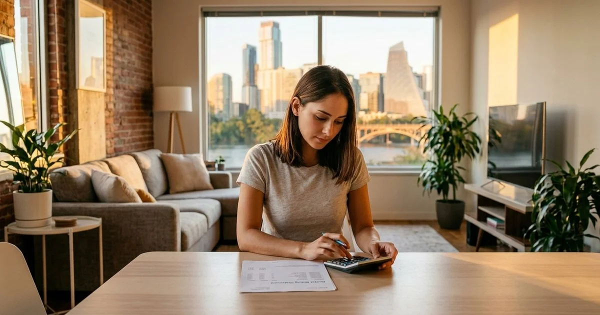 Renter reviewing a rental billing statement at home