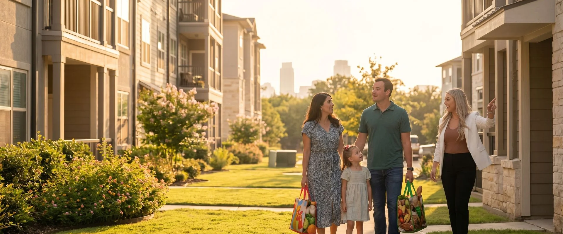 Austin Second Chance Apartments client touring a Round Rock apartment community with family