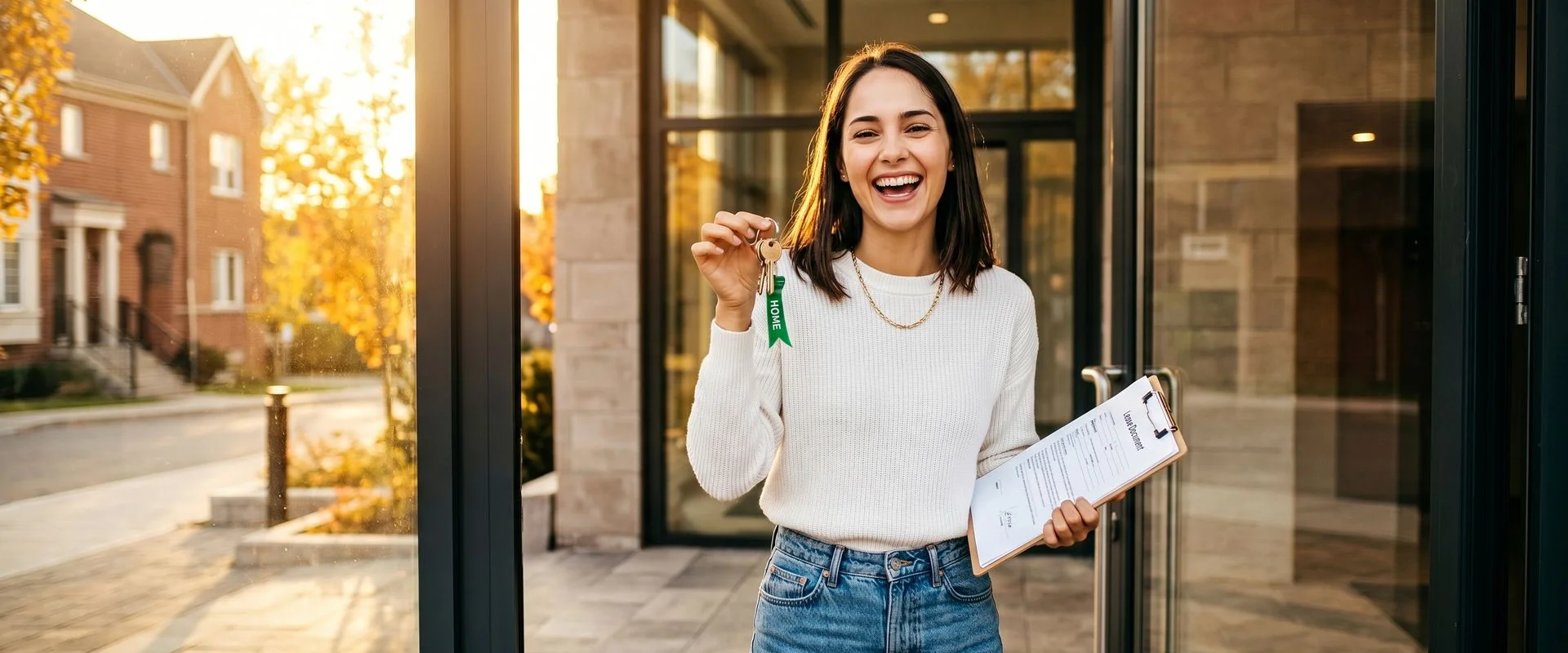 Renter receiving keys to a new Austin apartment after an eviction