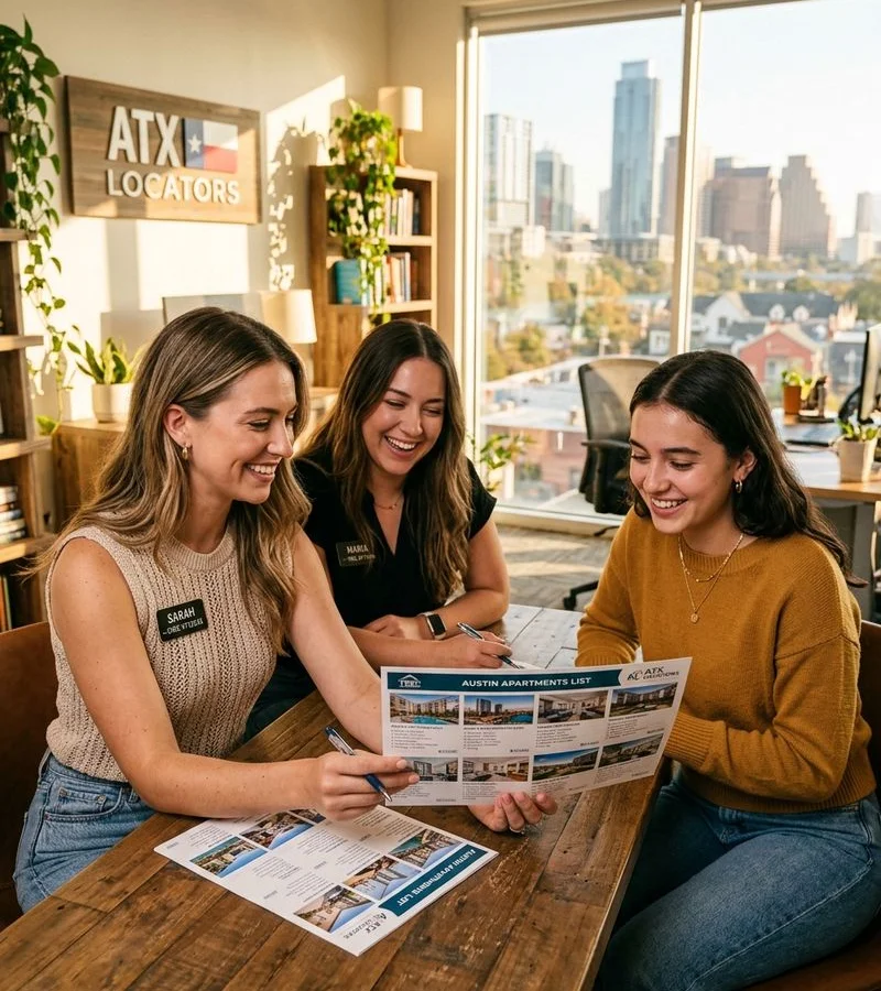 TREC-licensed Austin apartment locator reviewing second chance property options with a renter